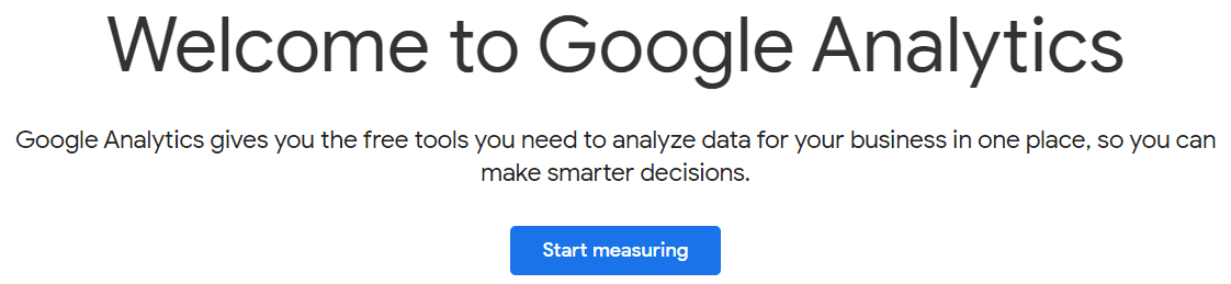 صفحه اصلی Google Analytics.