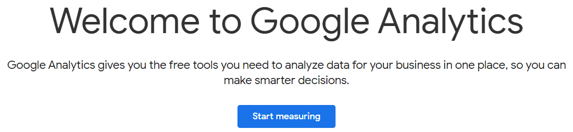 The Google Analytics homepage.