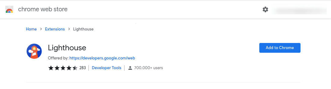 The Google Lighthouse Chrome extension.