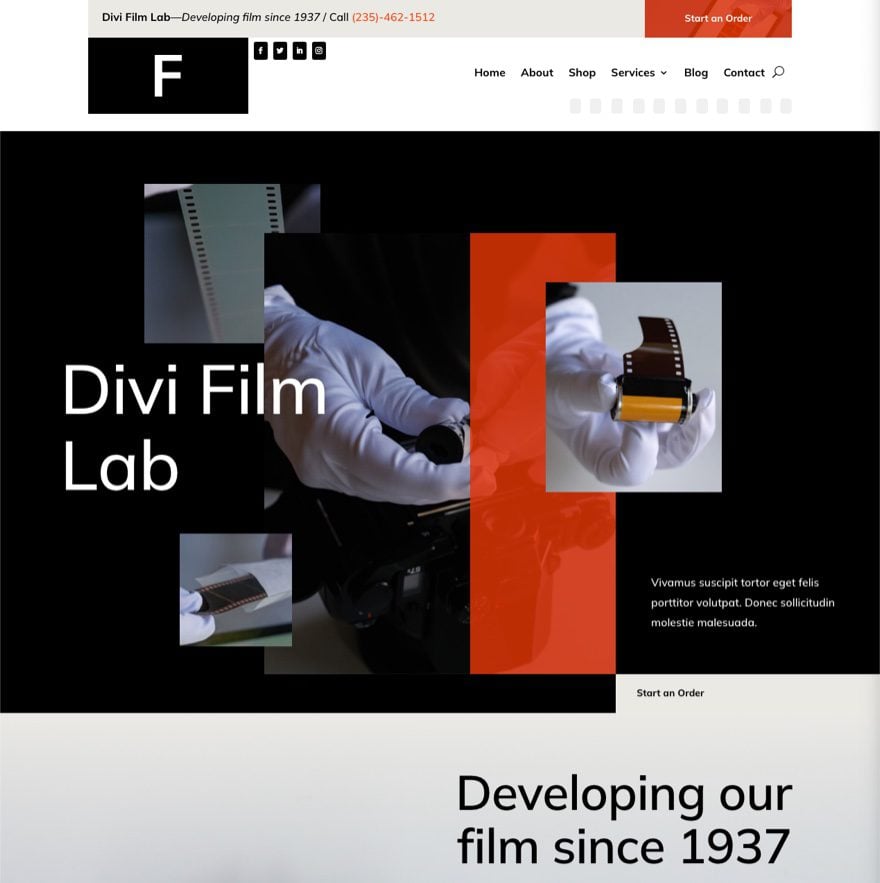 divi film lab header footer