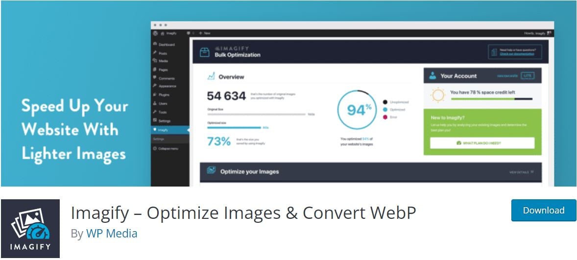 Using the Imagify plugin to optimize images for web performance