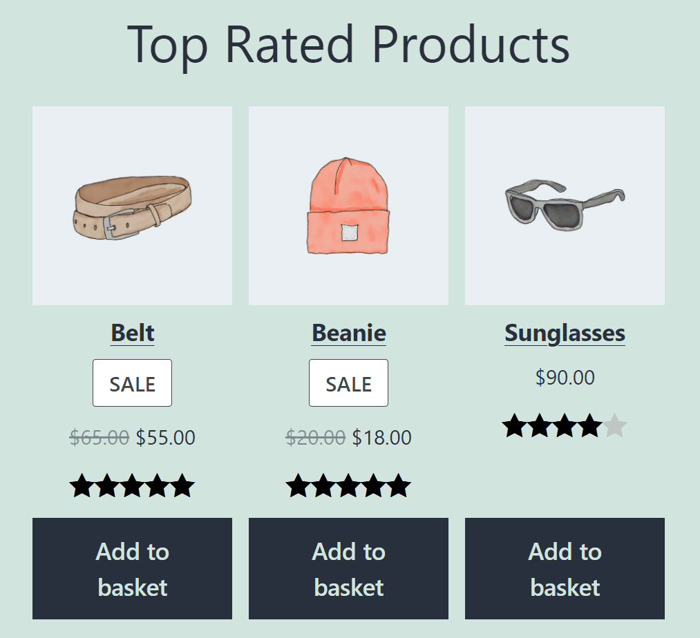 The Top Rated Products WooCommerce block