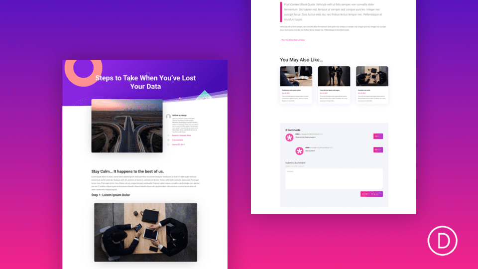 A Divi template for a tutorial post.