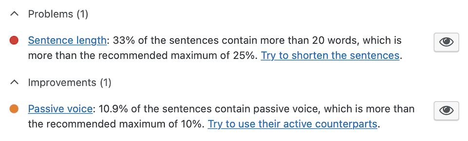 yoast see readability score