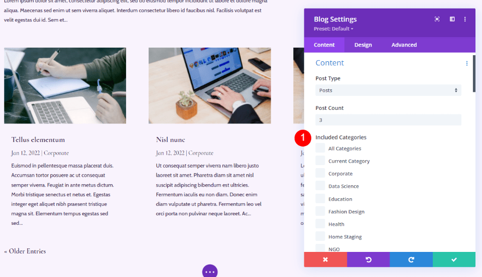 Divi’s Blog Post Category Options