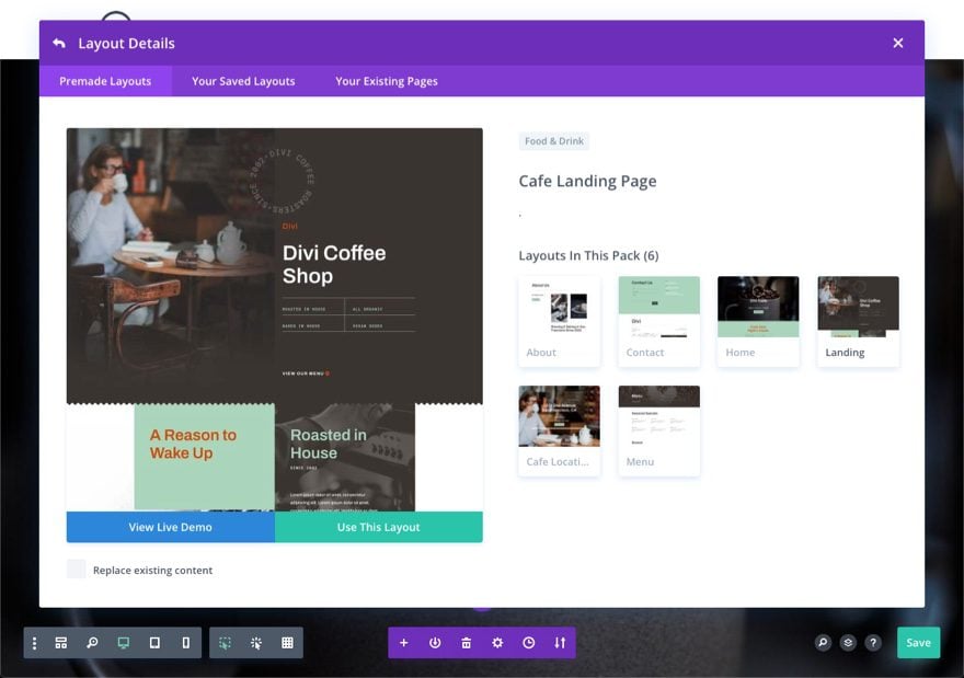 divi cafe layout pack