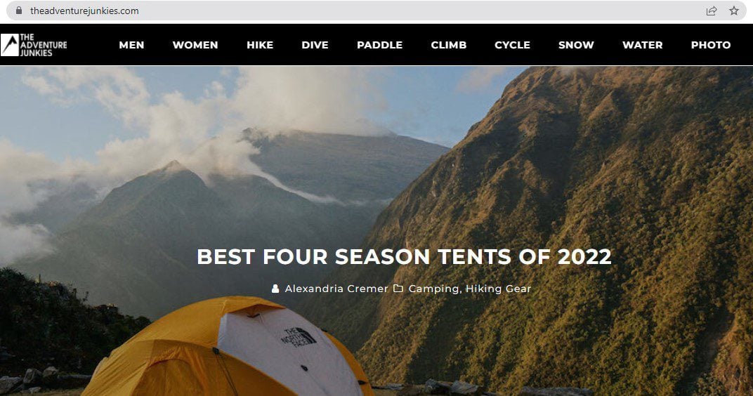 Adventure Junkies uses good domain SEO. 