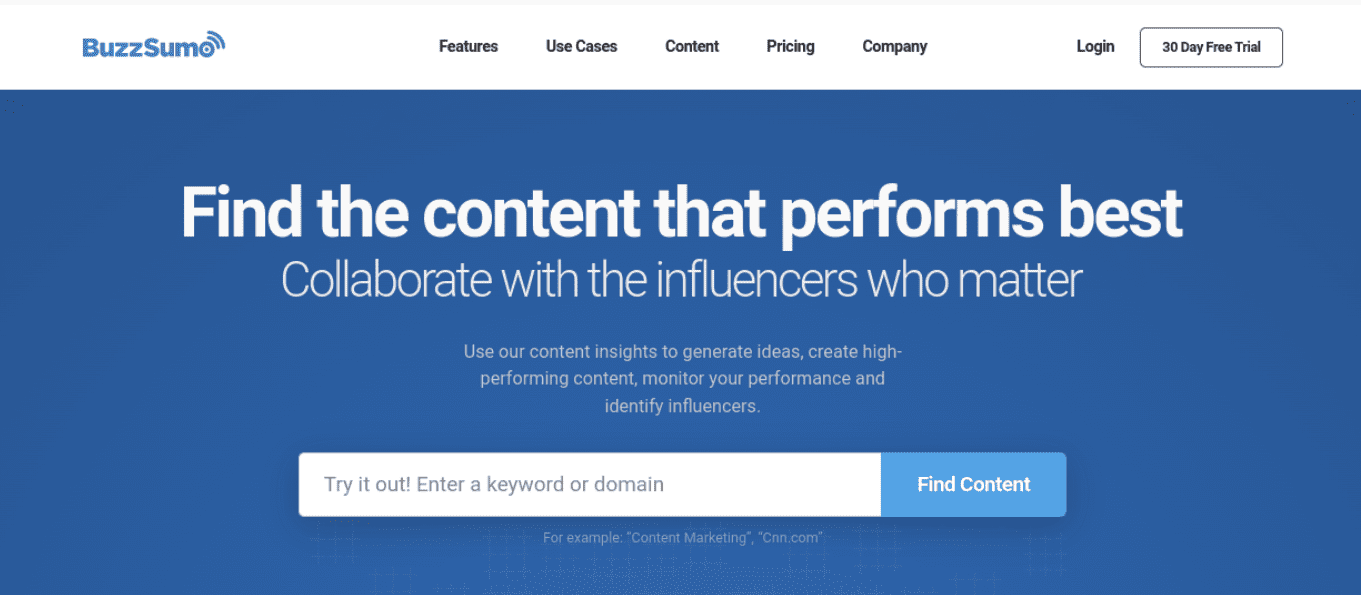 The BuzzSumo website. 