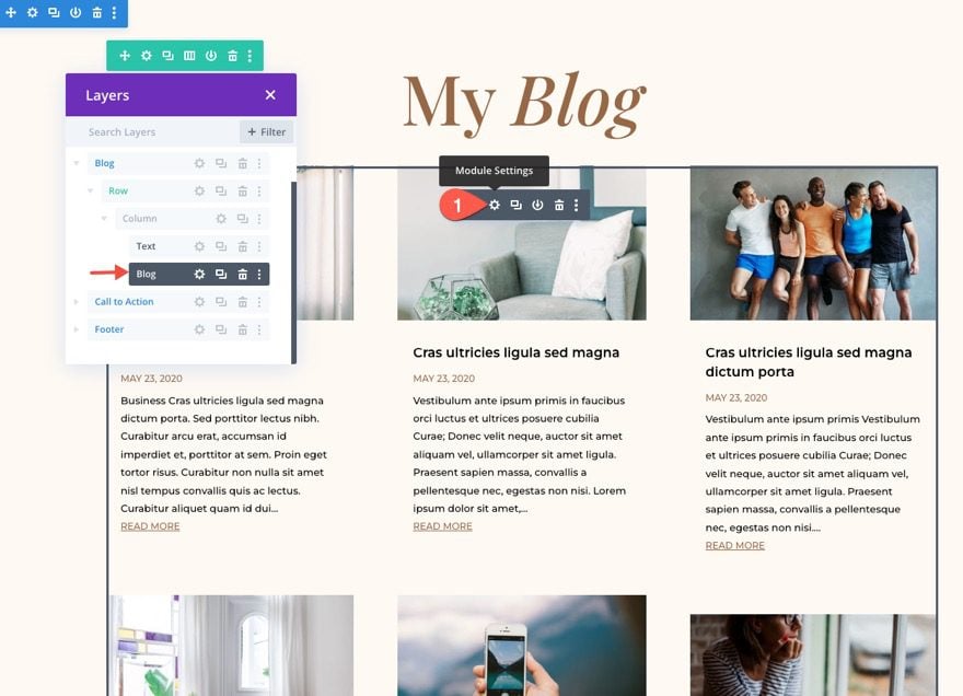 change number of columns for divi blog module with CSS Grid