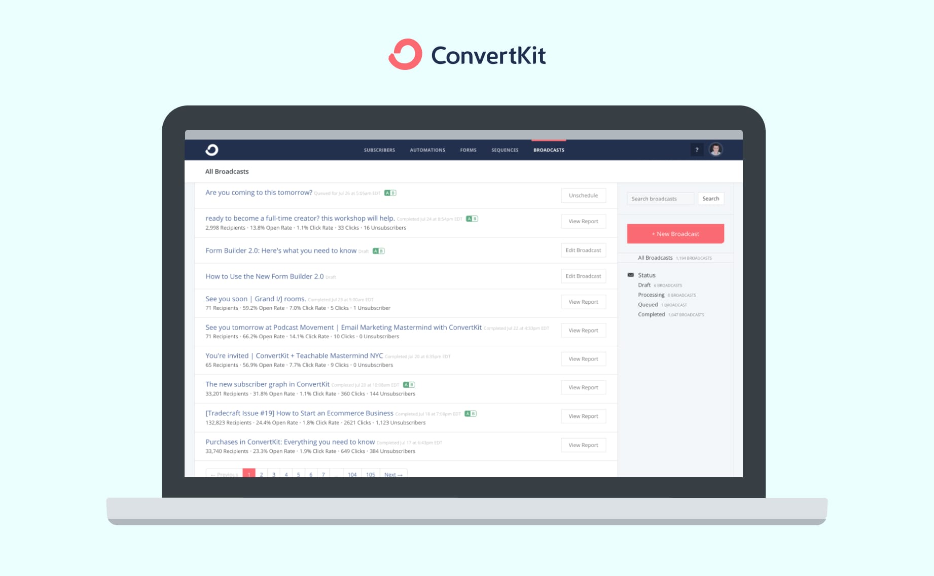 convertkit broadcast campaigns