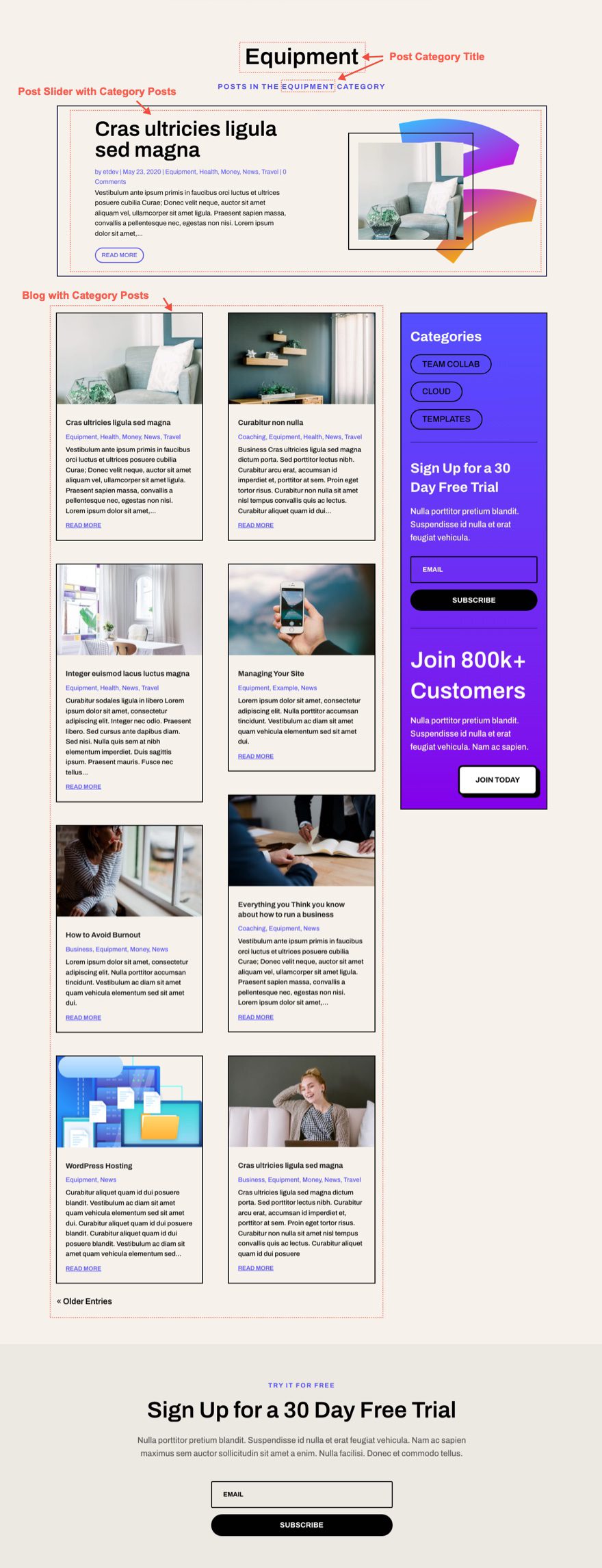 divi software category page template