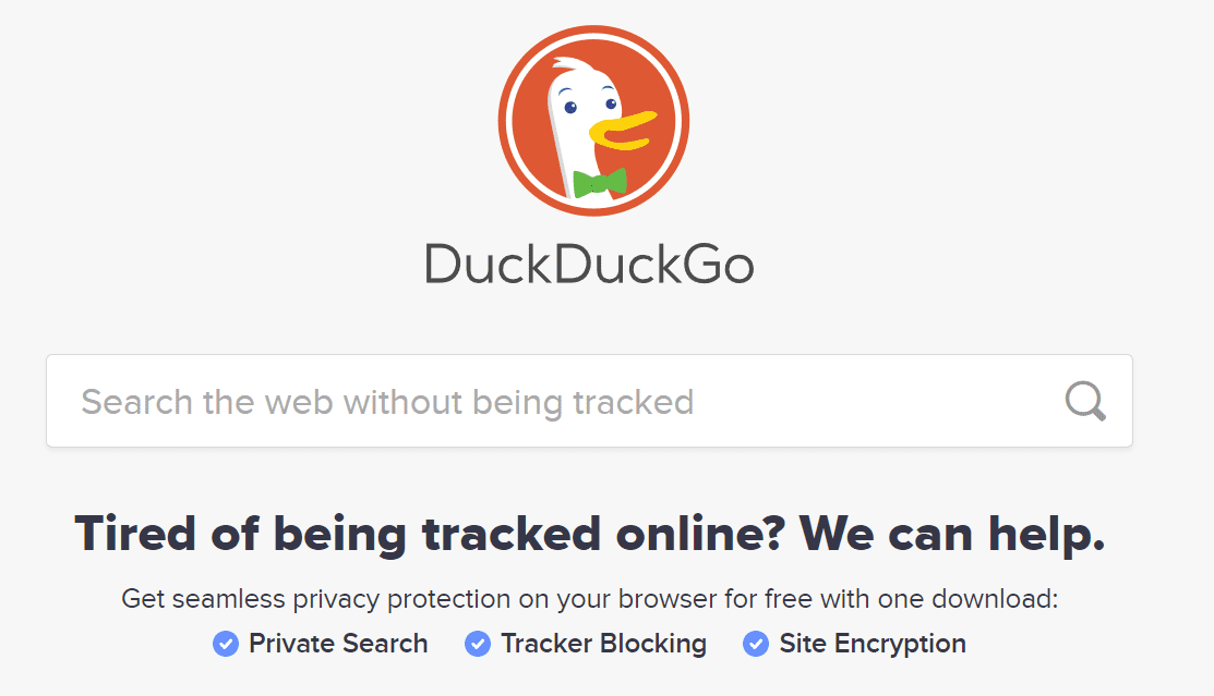 صفحه اصلی DuckDuckGo