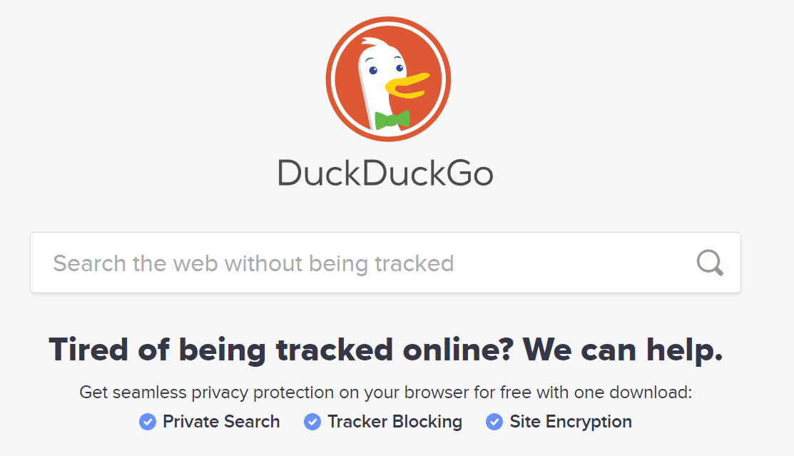 DuckDuckGo homepage