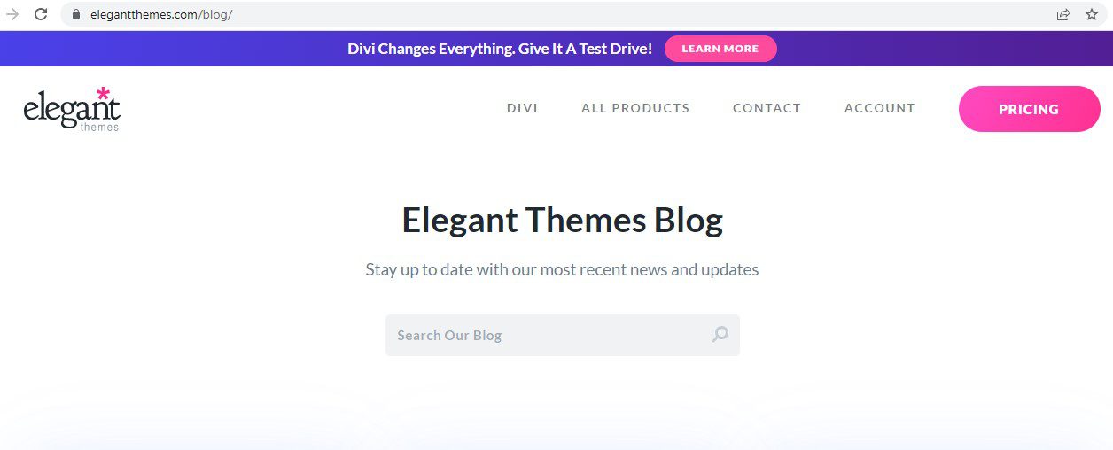 The Elegant Themes blog page