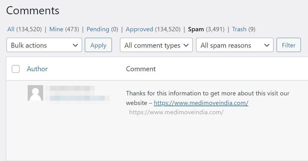 Comment spam is an example of black hat SEO. 