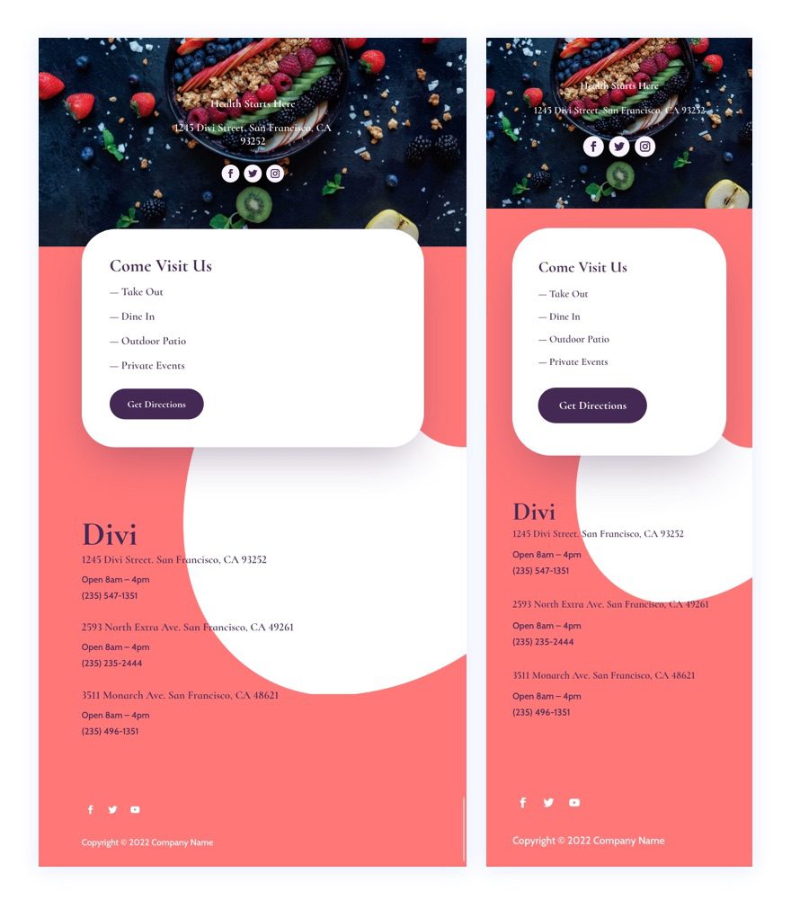 divi acai bowl header footer template