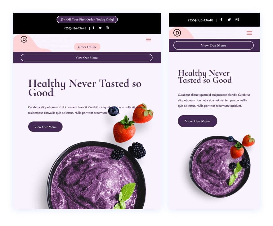 divi acai bowl header footer template