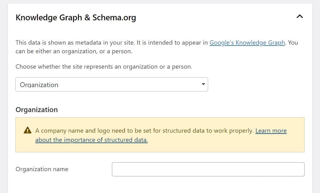 Yoast's Knowledge Graph and Schema.org settings