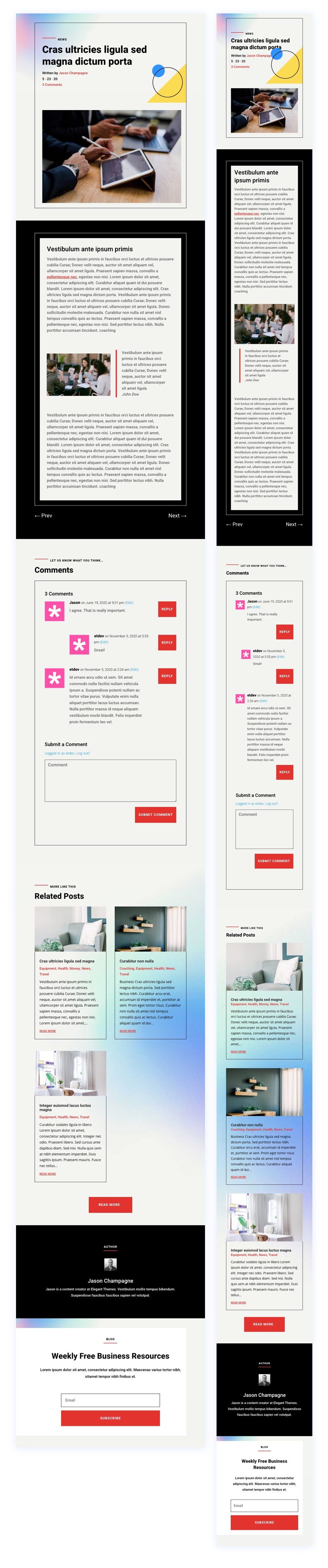 divi consultant blog post template