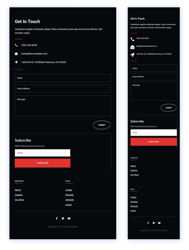Download a FREE Header and Footer Template for Divi's Consultant Layout ...