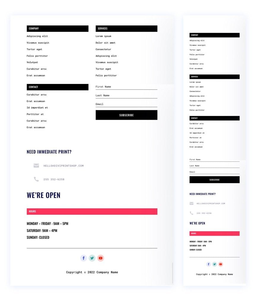 print shop header footer