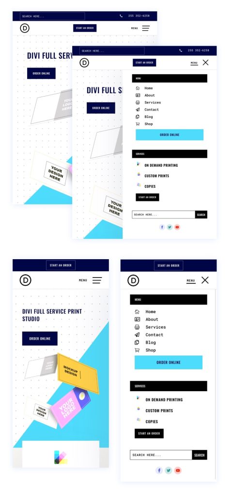Download a FREE Header and Footer Template for Divi's Print Shop Layout ...