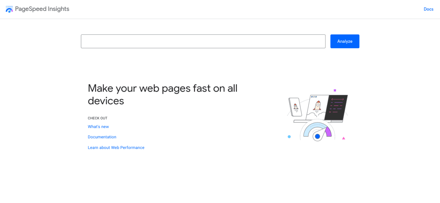 The PageSpeed Insights tool.