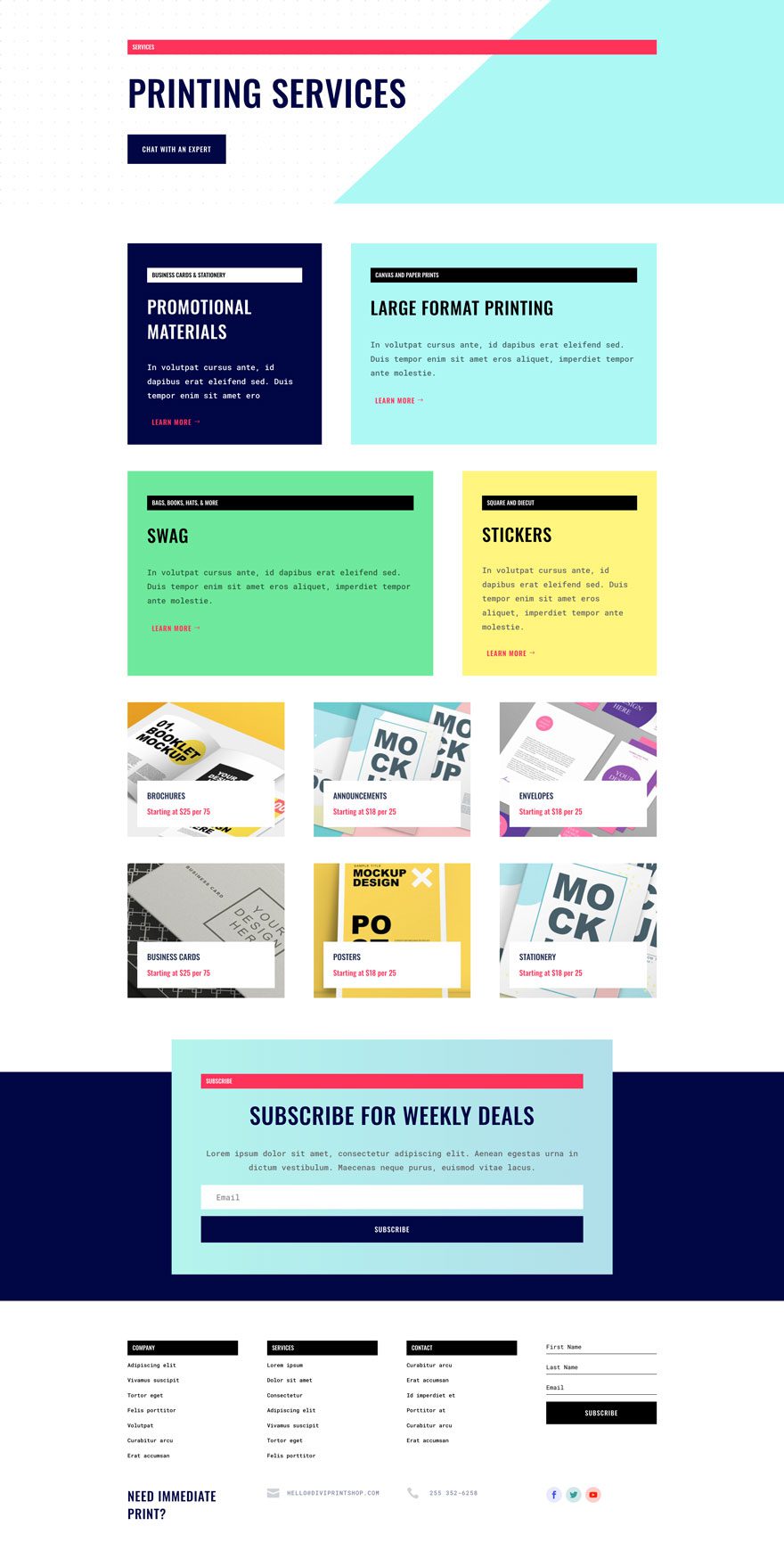 print shop layout pack for divi