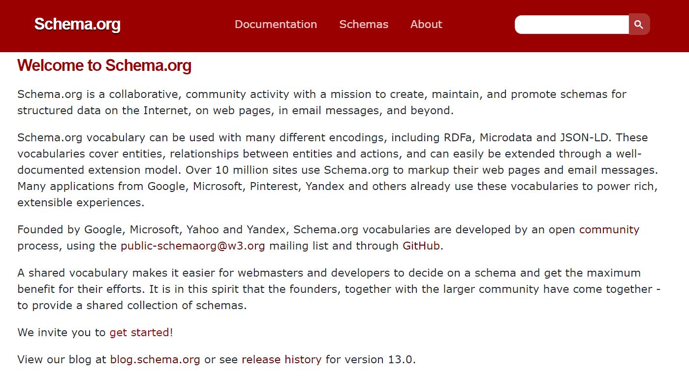 The Schema.org homepage