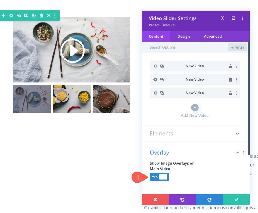 divi sticky video slider