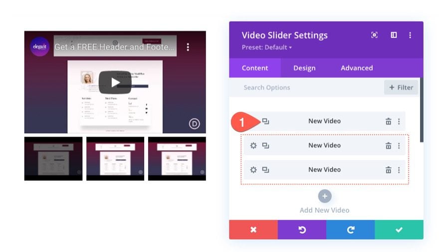 divi sticky video slider