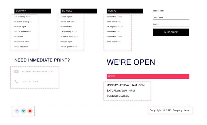 print shop header footer