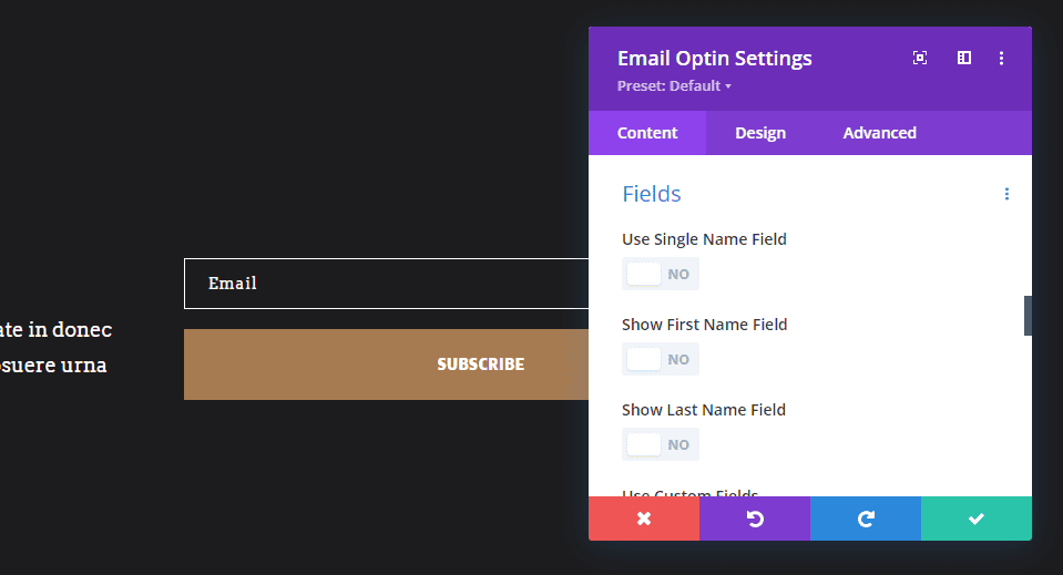 Divi Email Optin Layout Possibility One