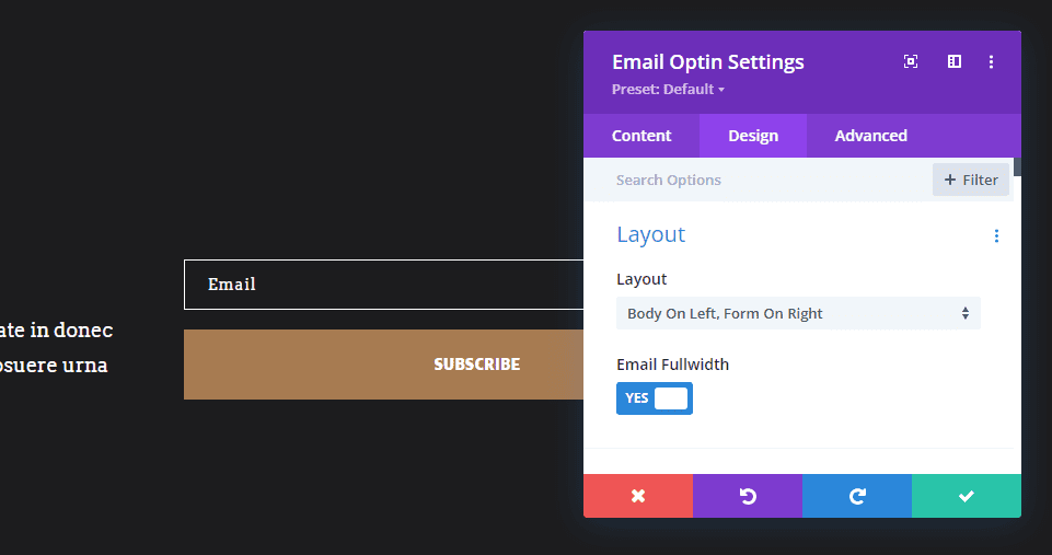 Divi Email Optin Layout Possibility One