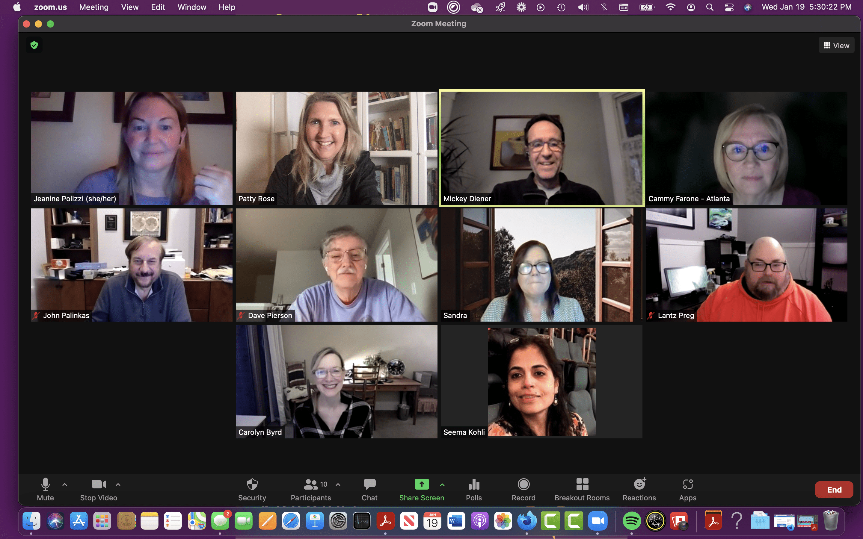 Divi New York City screenshot of virtual attendees at the January 2022 meetup