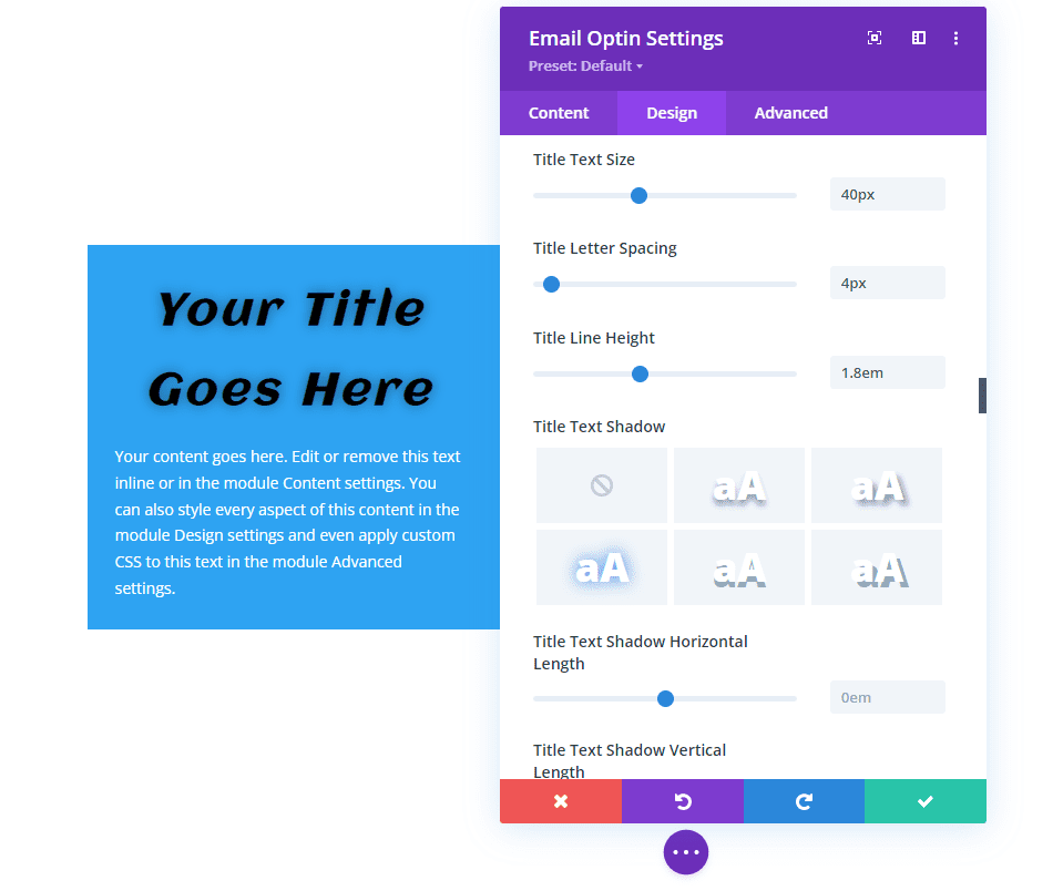 Email Optin Module Title Options