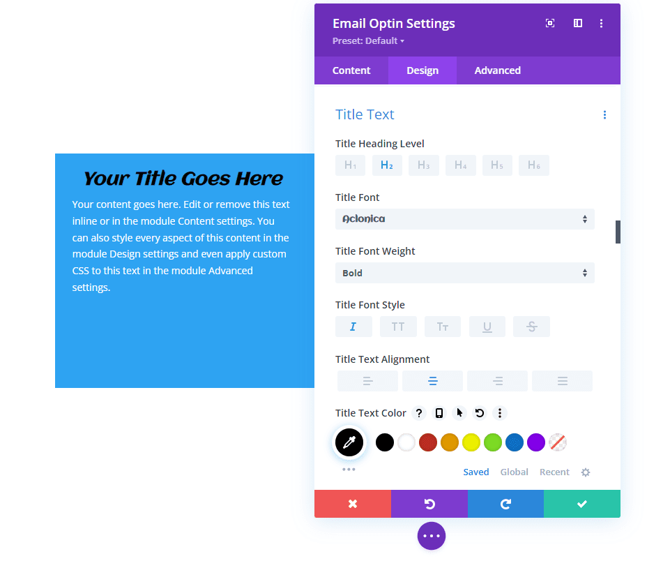 Email Optin Module Title Options