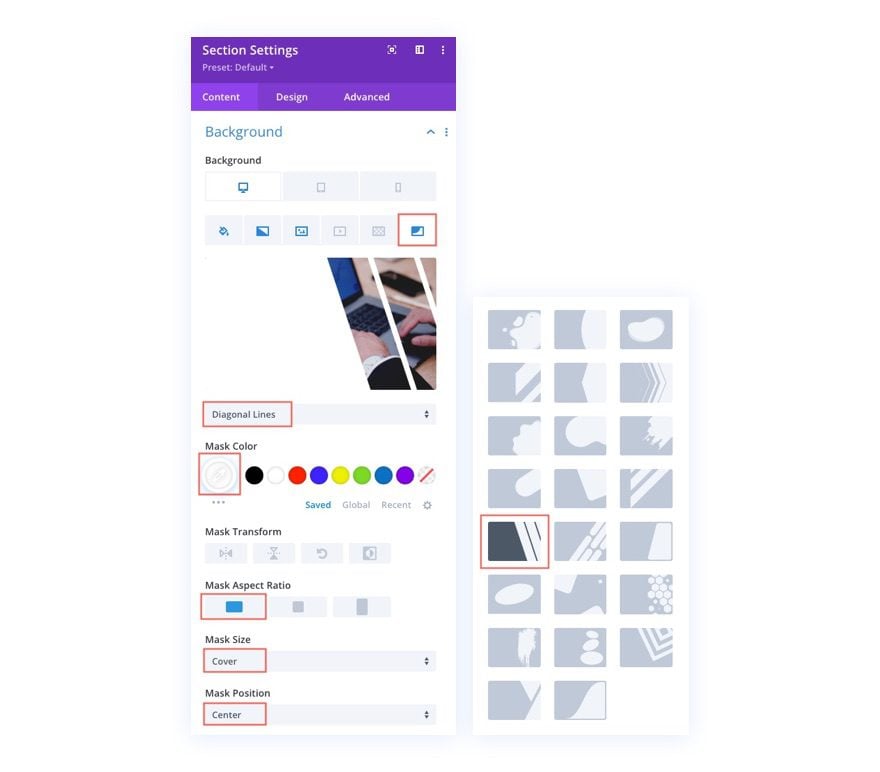 divi background masks and patterns designs