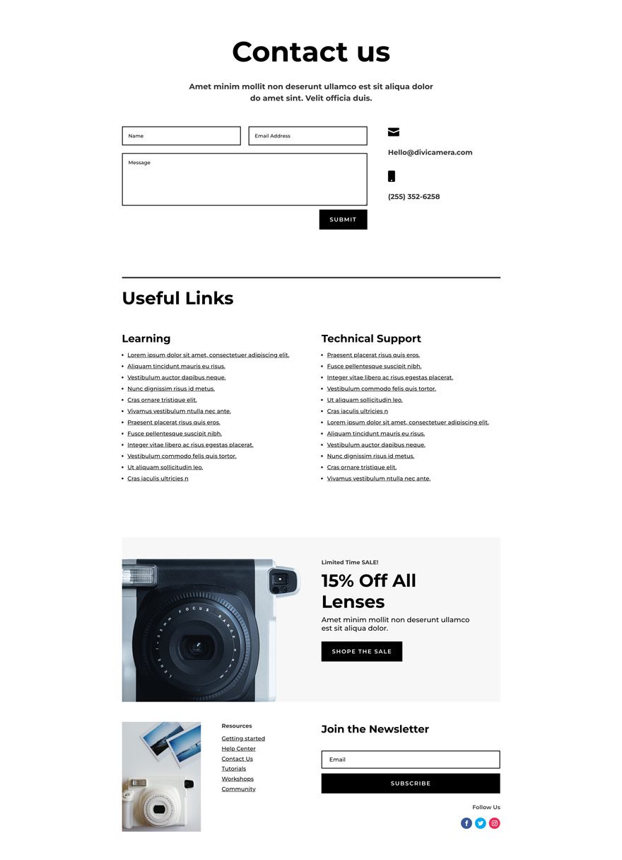 camera product website