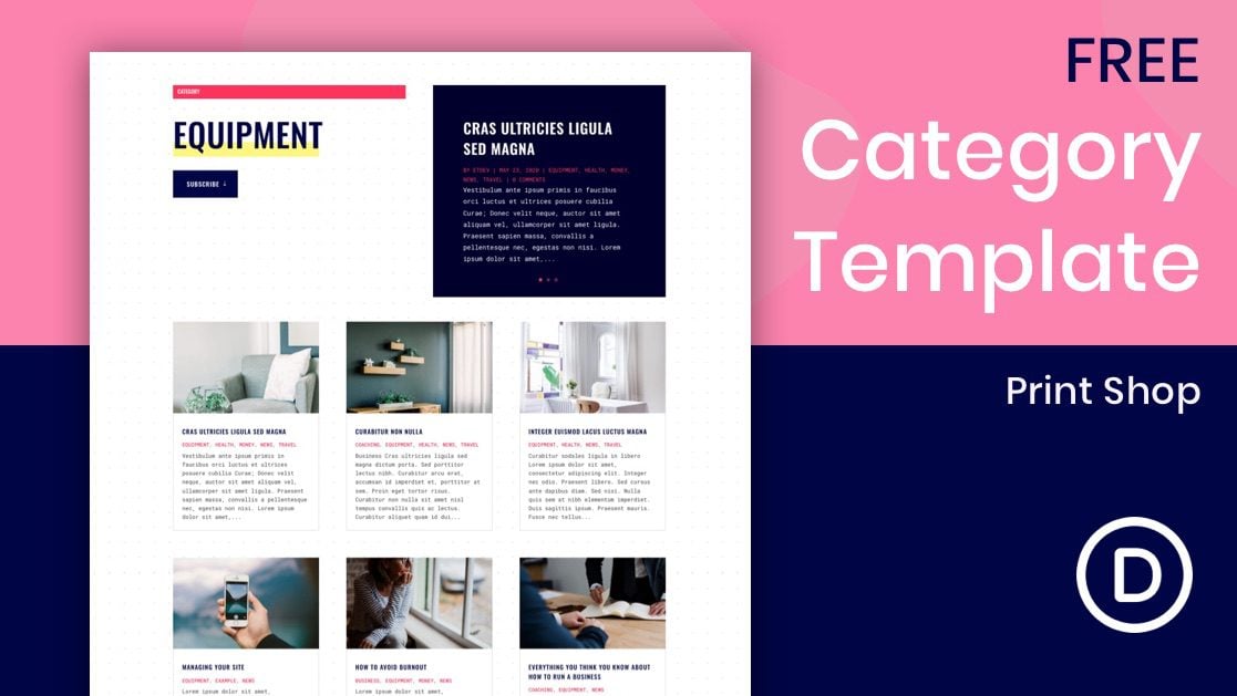 Download a FREE Category Page Template for Divi’s Print Shop Layout Pack
