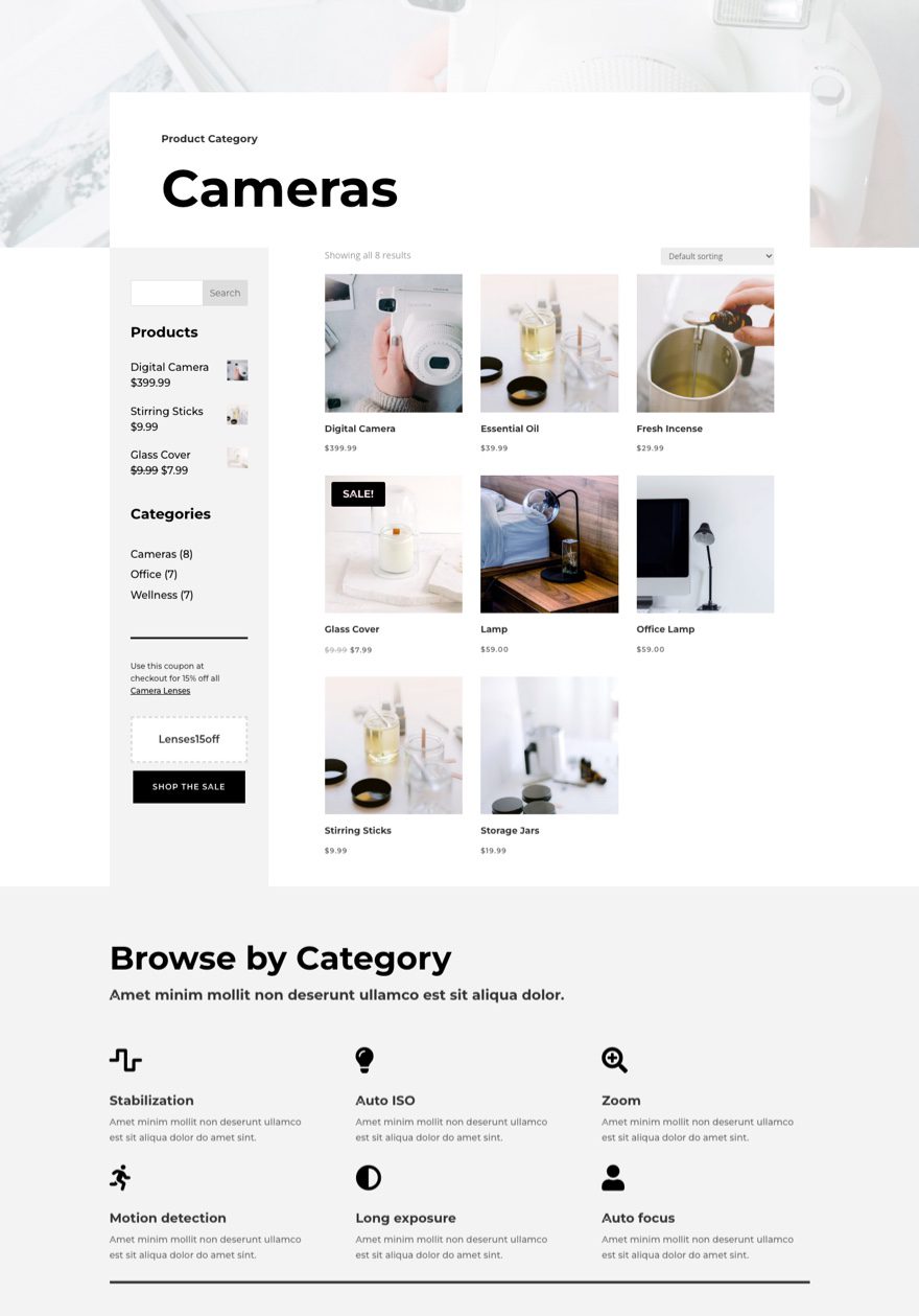 camera product category page template