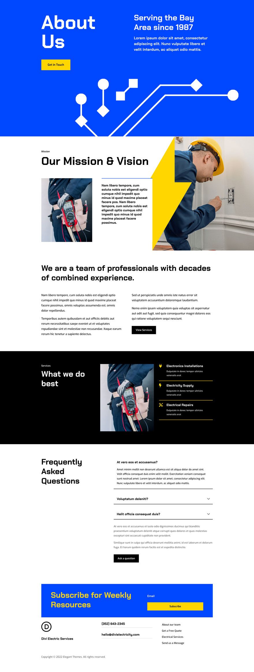 divi electrical services layout pack