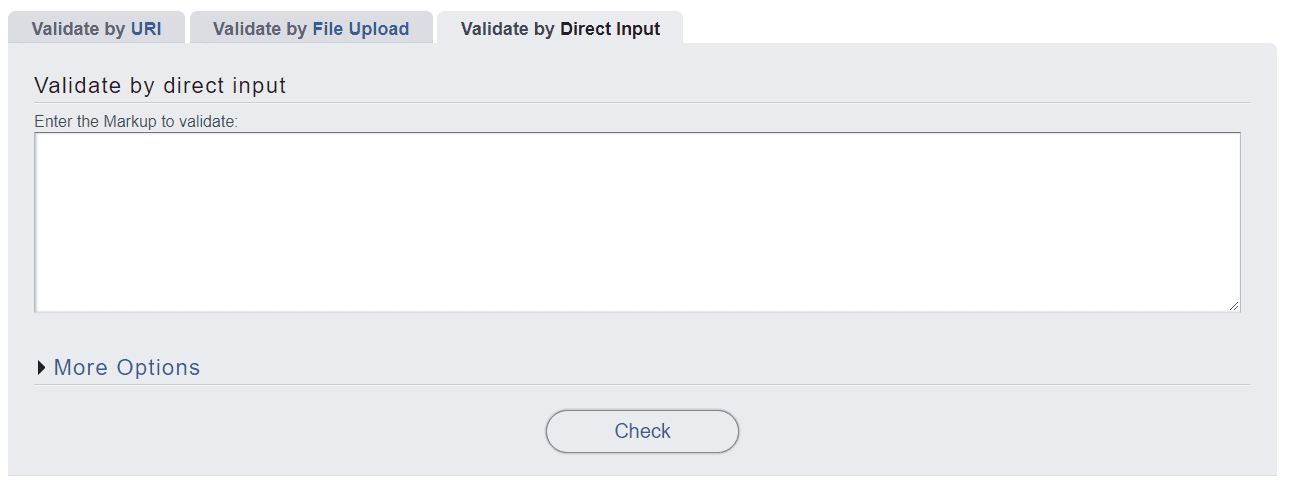 Validate by direct input option in the W3C validator