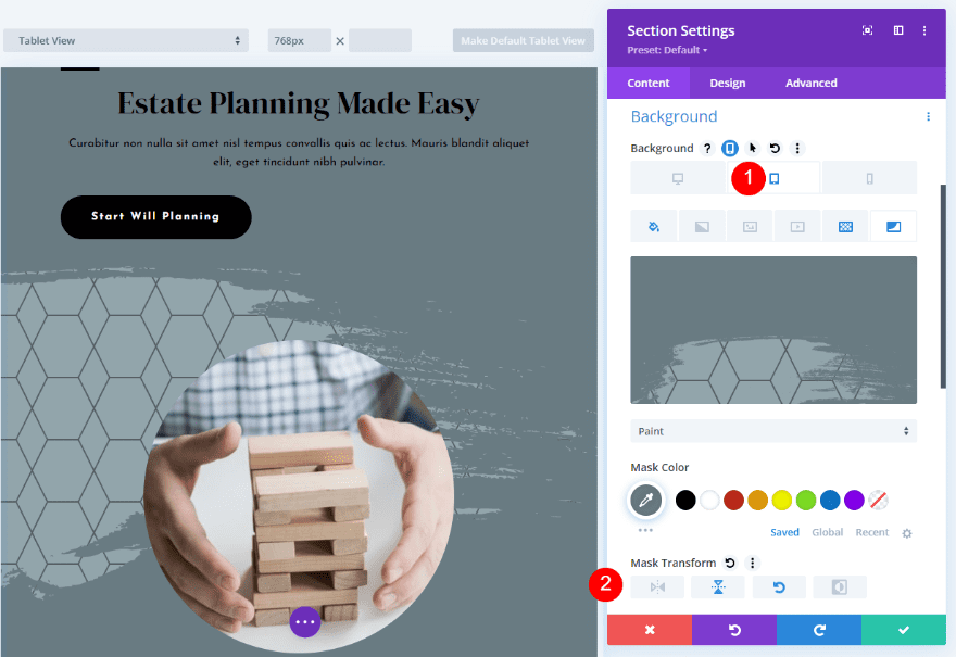 Background Mask & Pattern Transform Settings Example Three