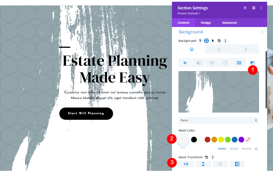 Background Mask & Pattern Transform Settings Example Three