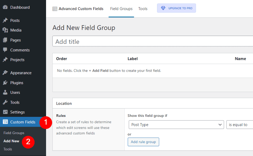 Create a New Field Group