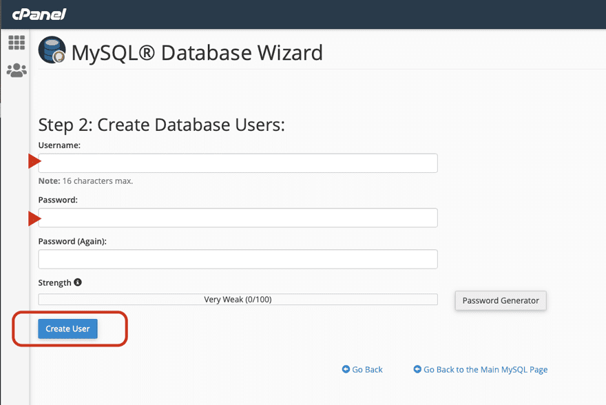 Creating a Database User