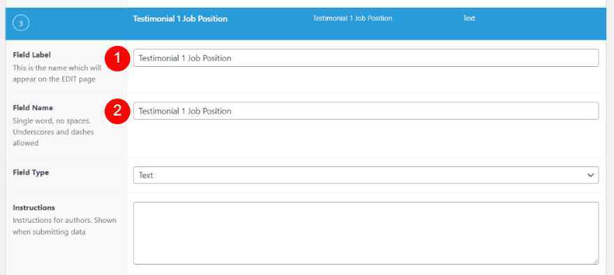 Create the Field Group for Testimonial