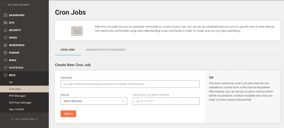 SiteGround site tools