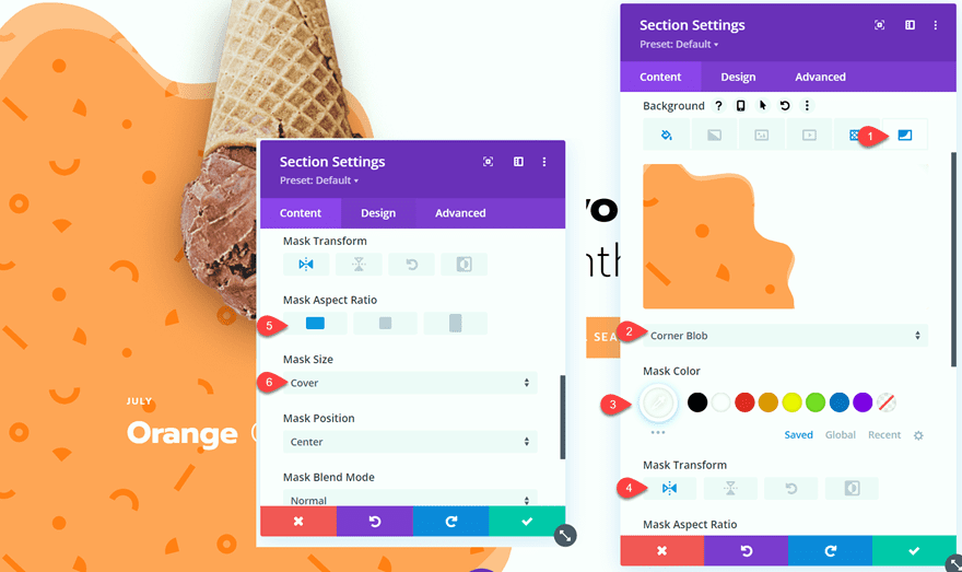 Divi CTA Background Pattern Mask Settings